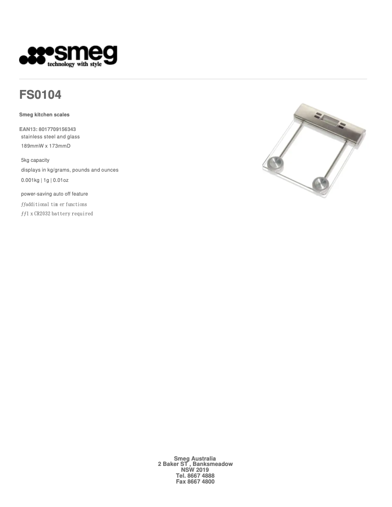 Page 1 de la notice Manuel utilisateur Smeg FS0104