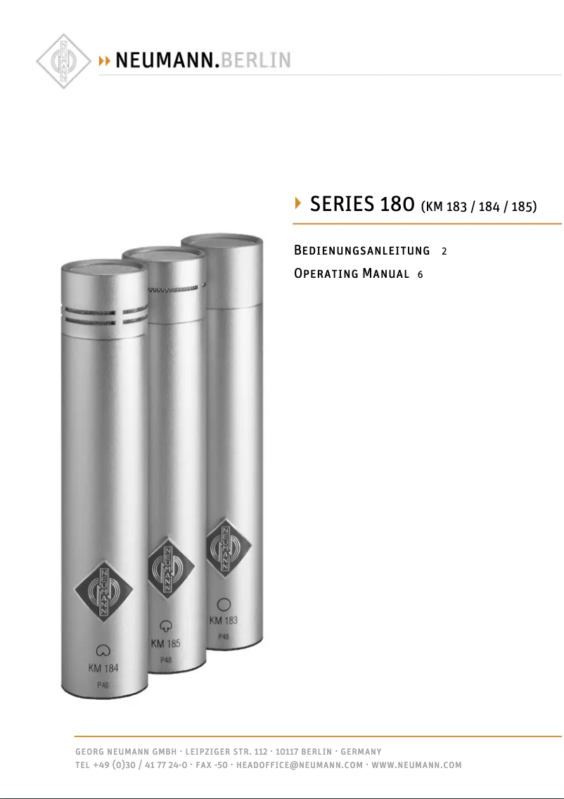 Page n°1 - Manuel utilisateur Neumann KM 185