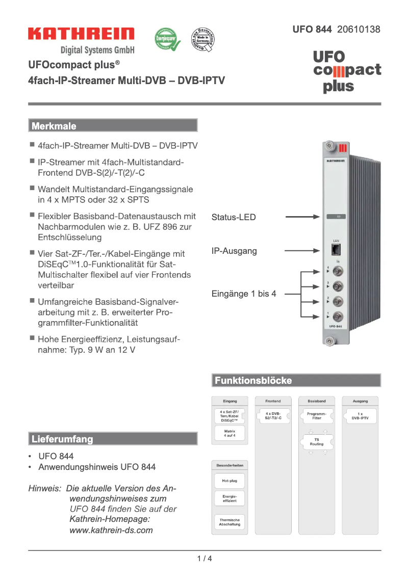 Image de la première page du manuel de l'appareil UFO 844