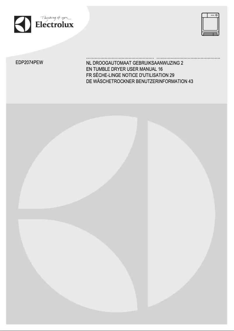 Page n°1 - Manuel utilisateur Electrolux EDP2074PEW