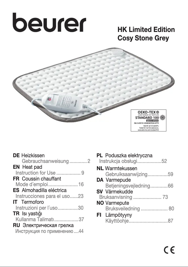 Page 1 de la notice Manuel utilisateur Beurer HK Limited Edition Cosy