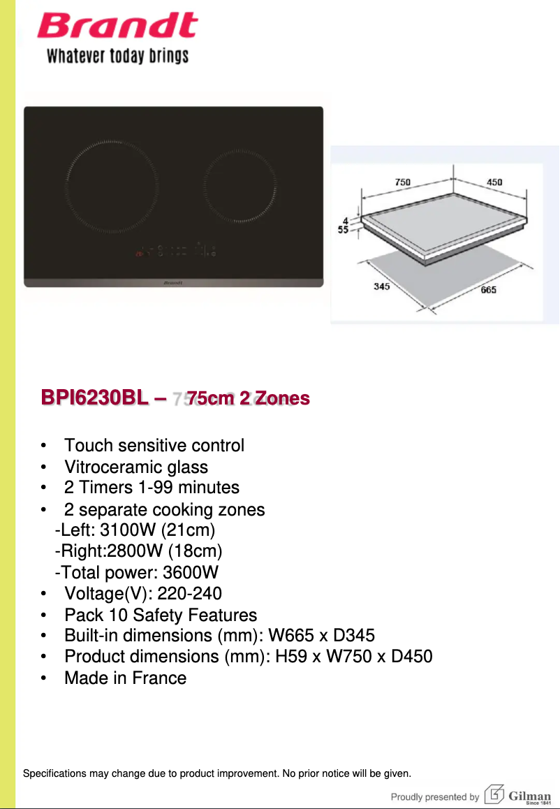 Page n°1 - Guide d'installation Brandt BPI6230BL