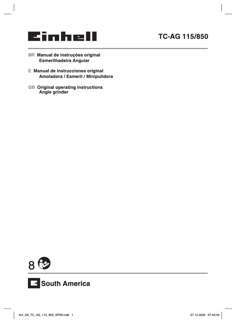 Image de la première page du manuel de l'appareil TC-AG 115/850