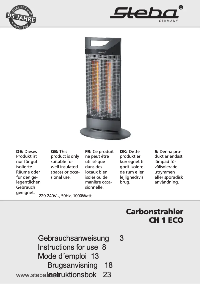 Image de la première page du manuel de l'appareil CH 1 ECO