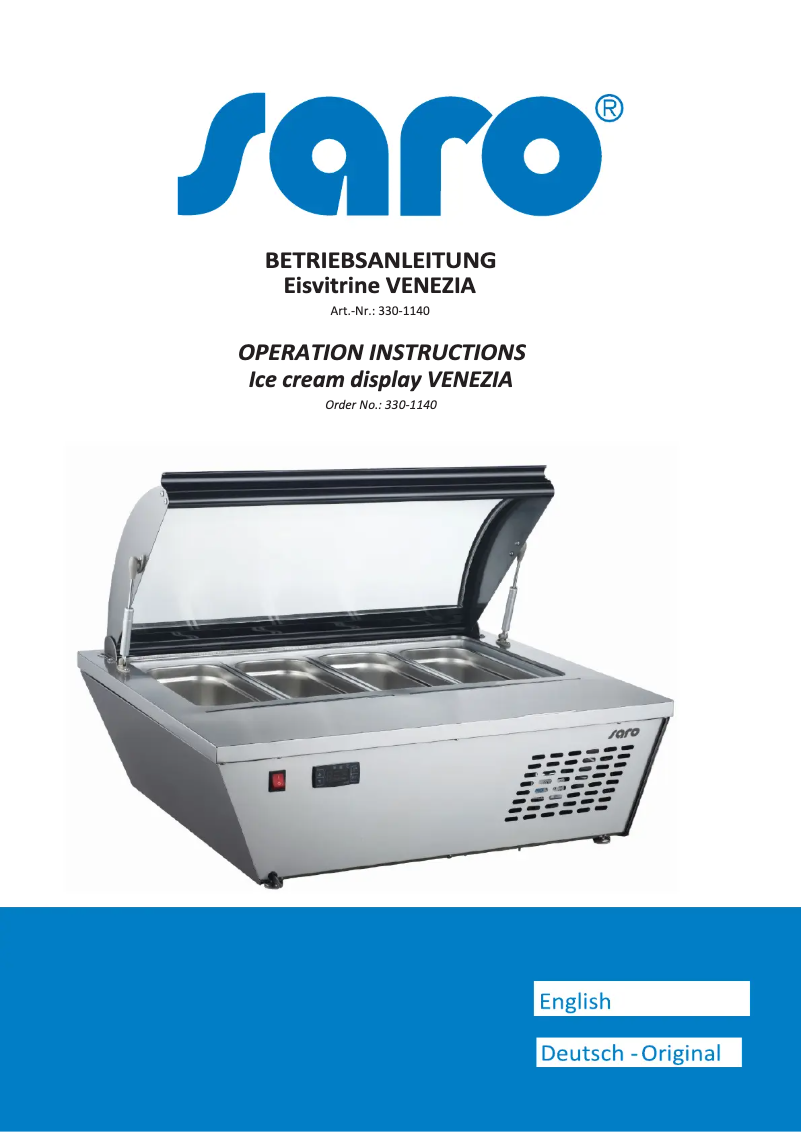 Image de la première page du manuel de l'appareil Venezia 330-1140