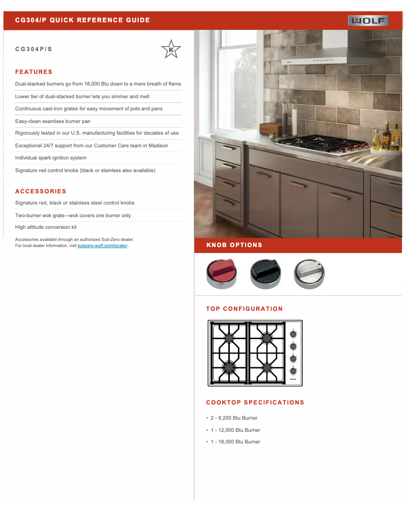 Page 1 de la notice Fiche technique Wolf CG304P