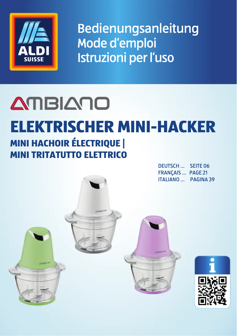 Page 1 de la notice Manuel utilisateur Ambiano GT-MC-05