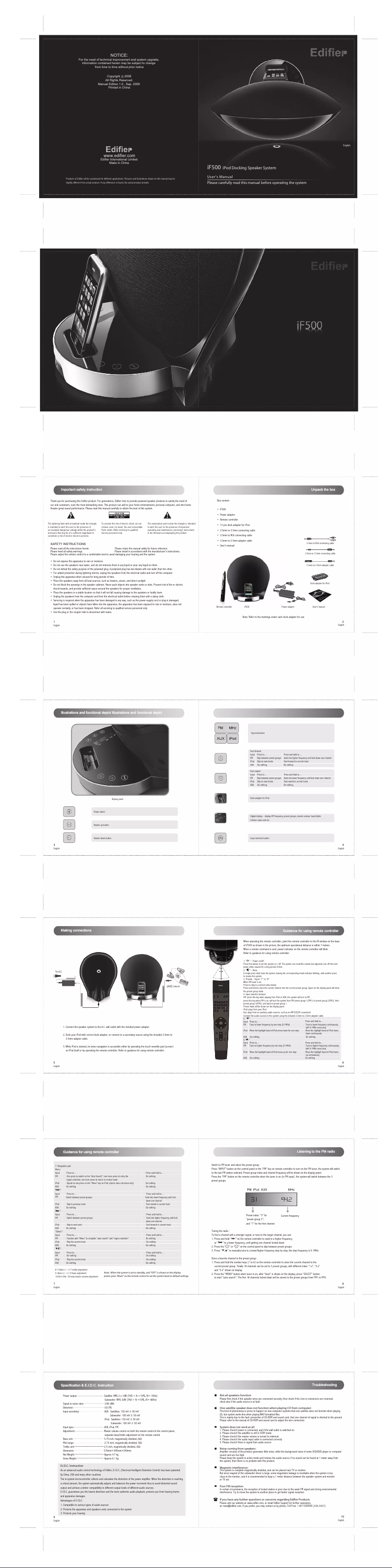 Page n°1 - Manuel utilisateur Edifier iF500