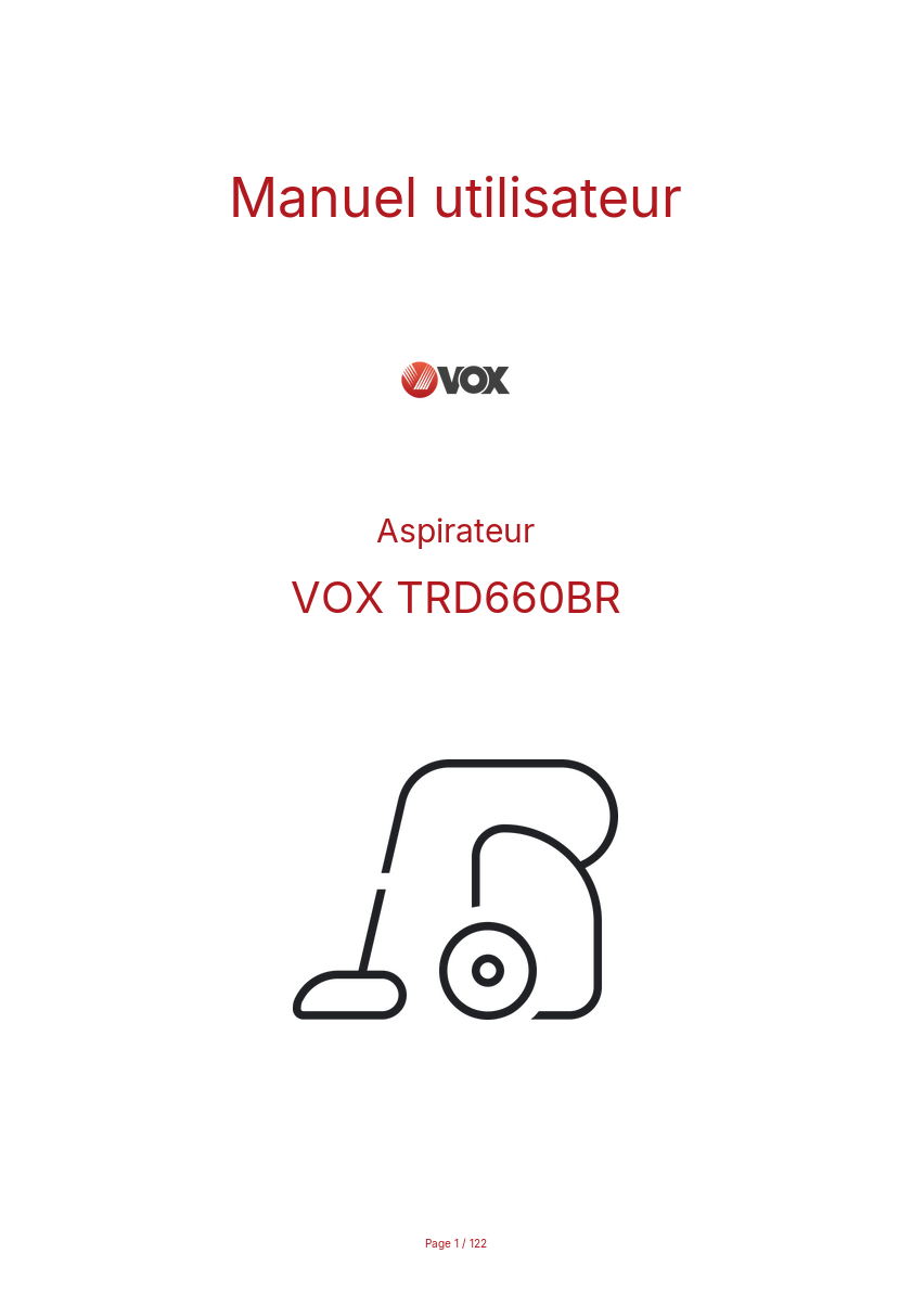 Page n°1 - Manuel utilisateur VOX TRD660BR