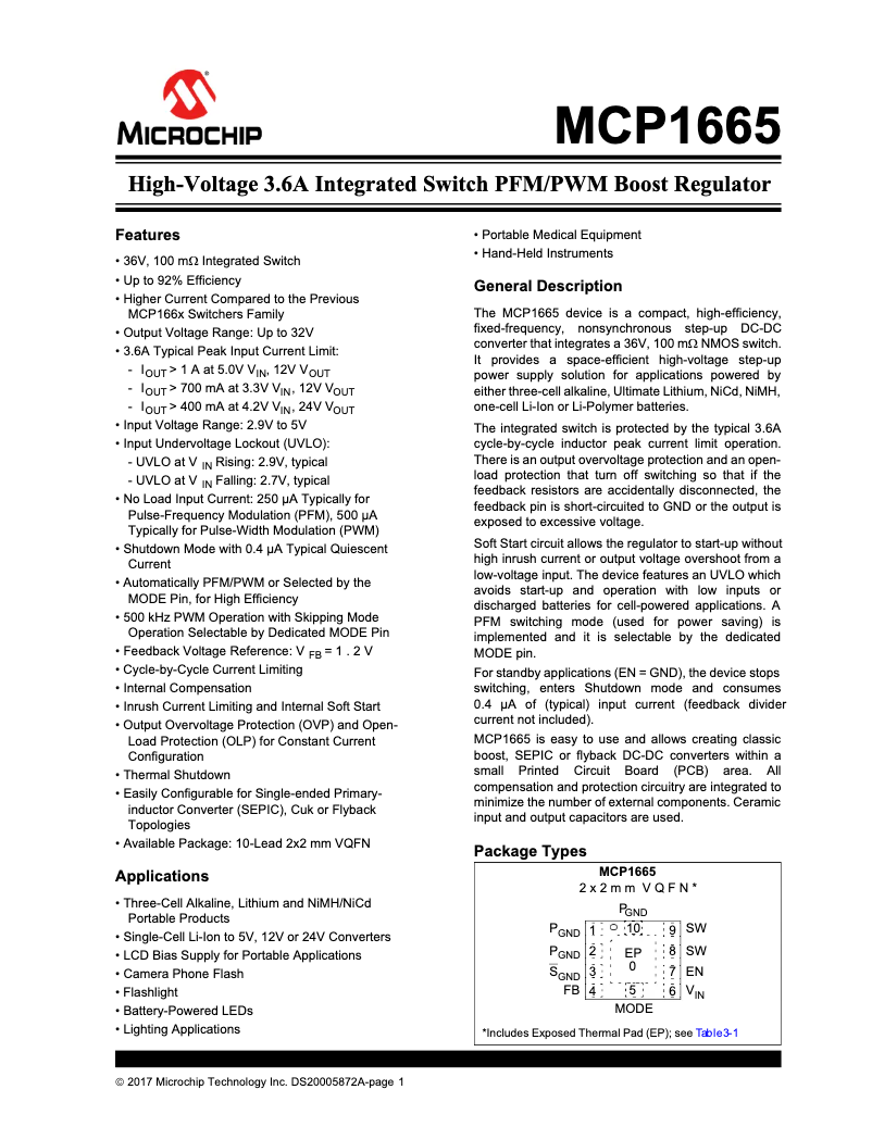 Página 1 del manual Manual de usuario Microchip MCP1665