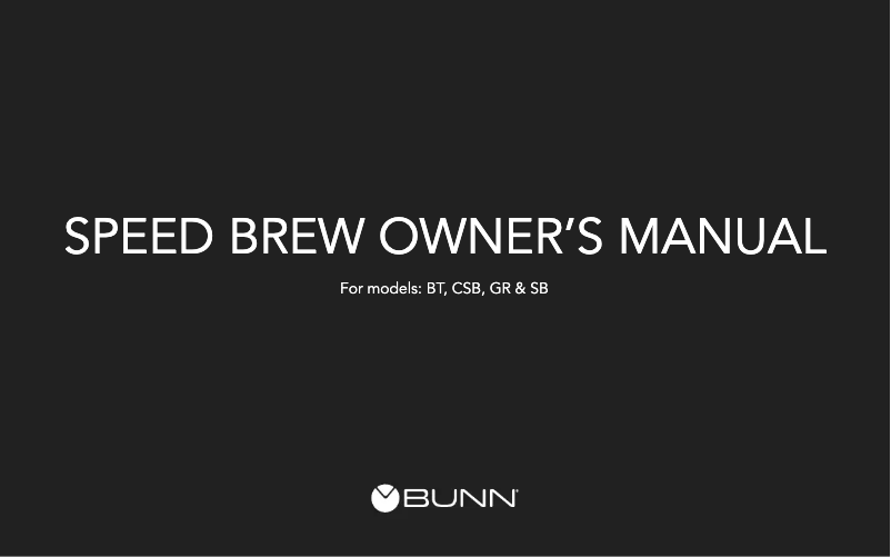 Page n°1 - Manuel utilisateur Bunn Speed Brew CSB1