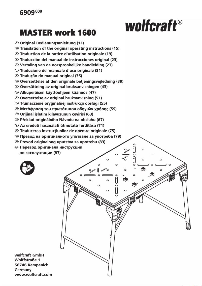 Page 1 de la notice Manuel utilisateur Wolfcraft MASTER work 1600