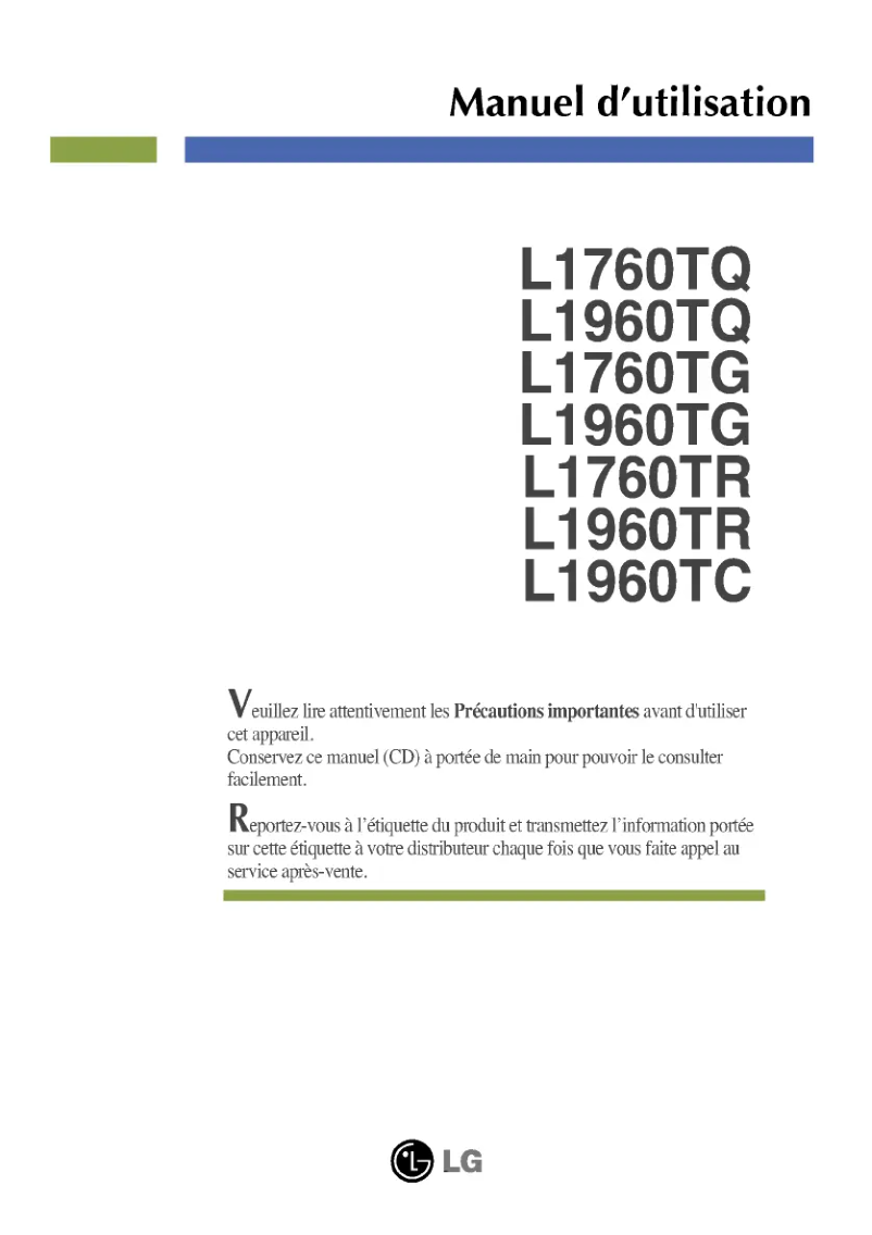 Image de la première page du manuel de l'appareil L1960TQ-BF