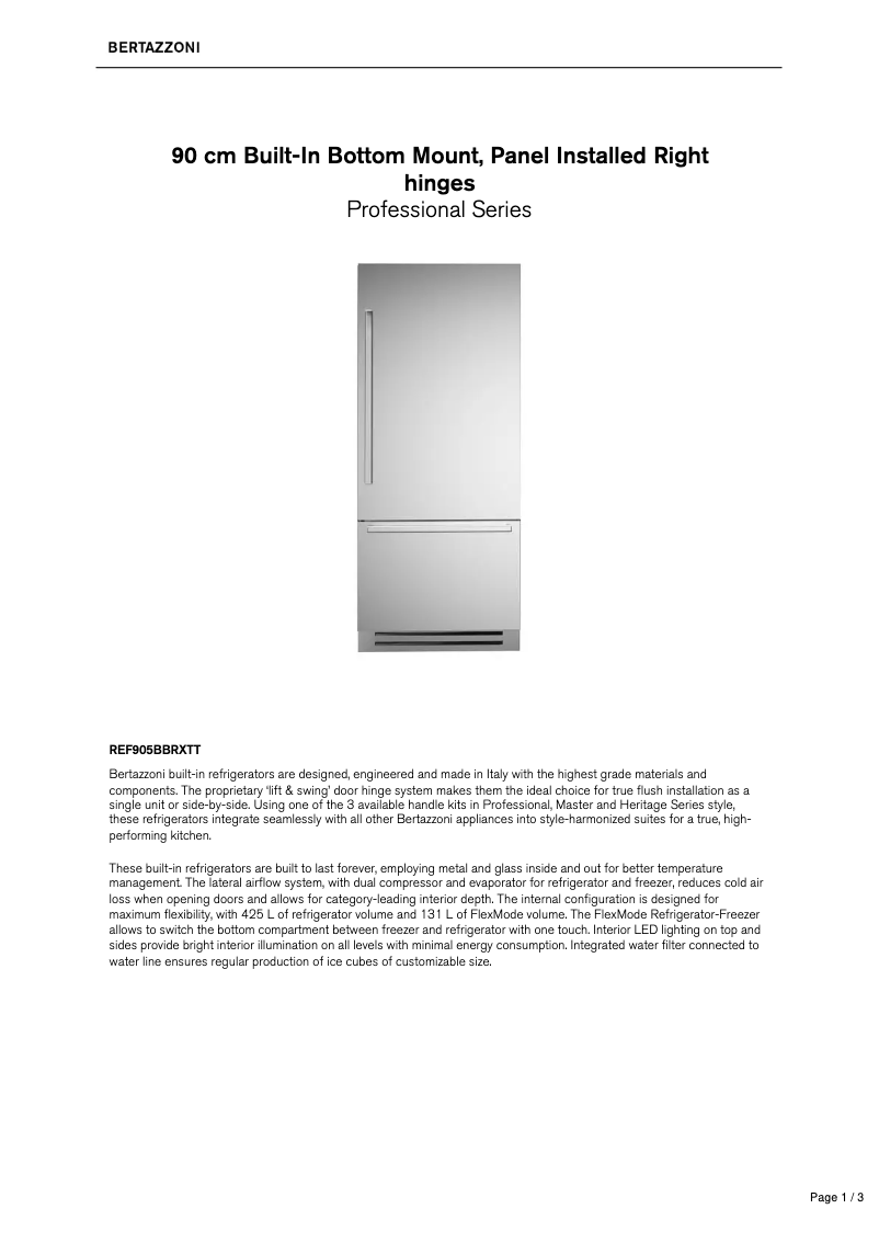 Image de la première page du manuel de l'appareil REF905BBRXTT