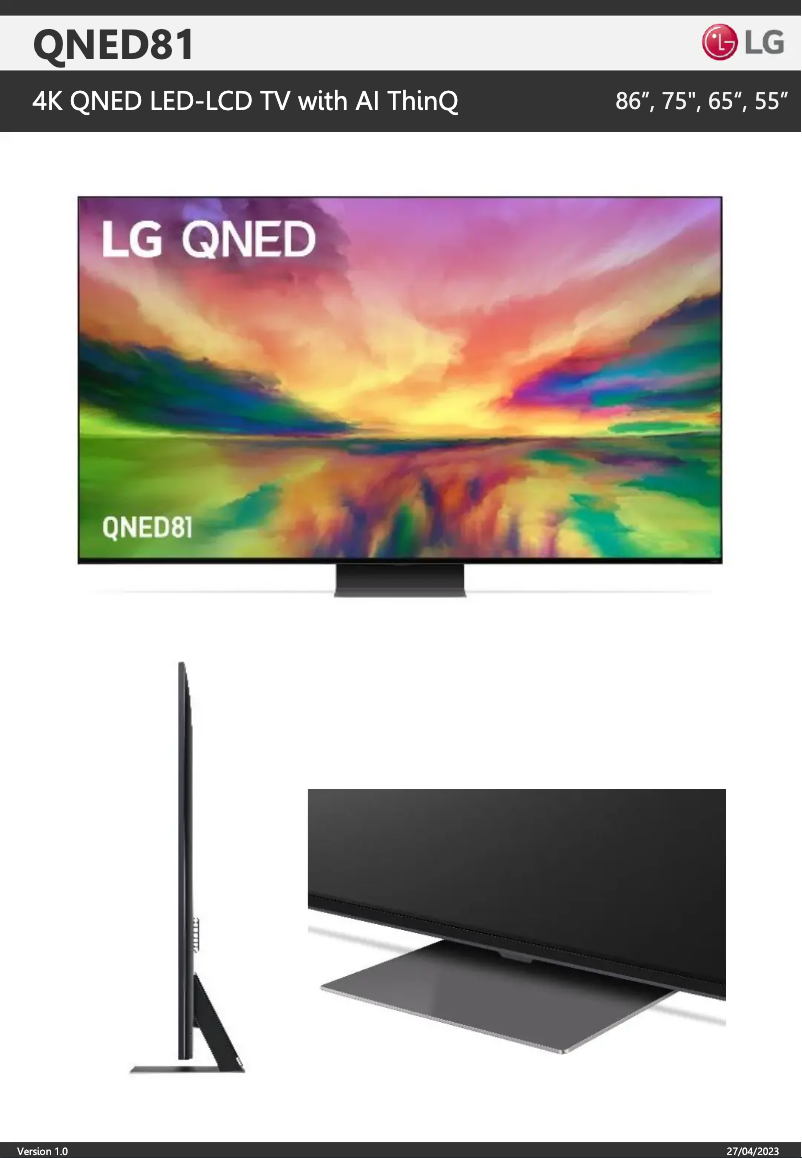 Page n°1 - Fiche technique LG 65QNED81SRA