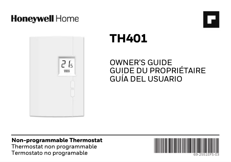 Page 1 de la notice Manuel utilisateur Honeywell TH401/U