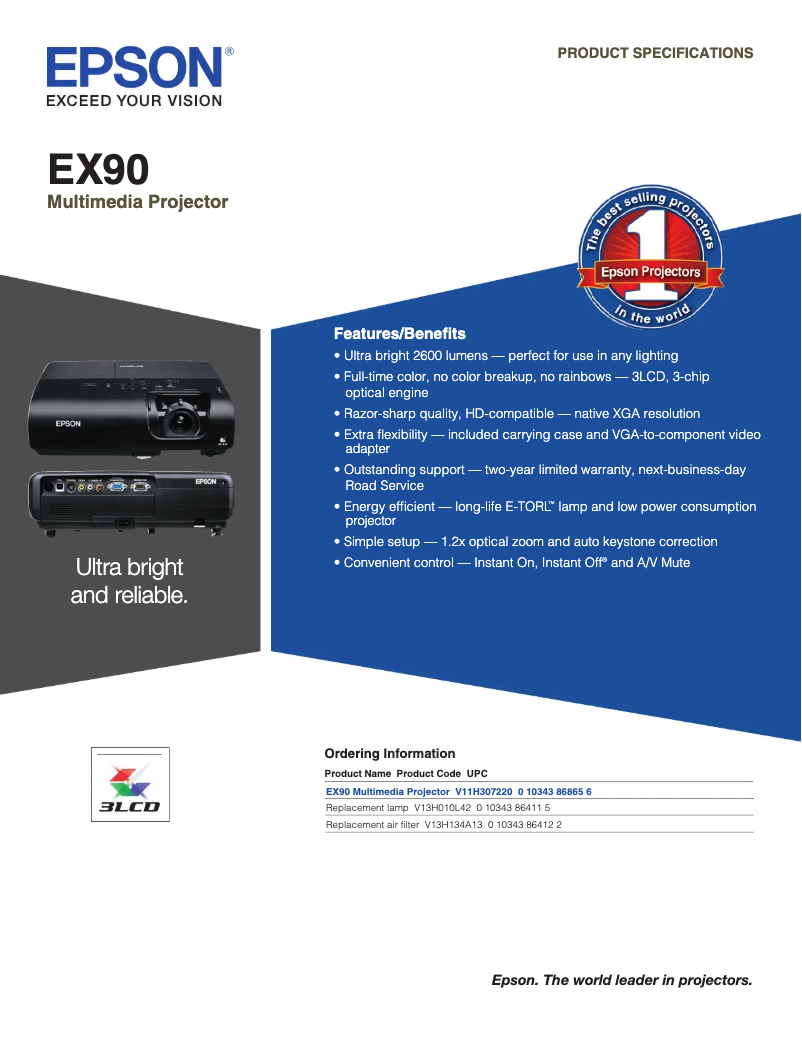 Página 1 del manual Folleto Epson EX90