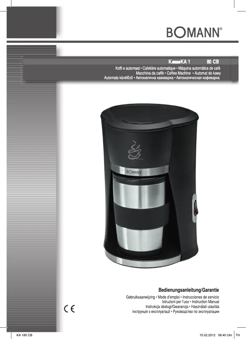 Page 1 de la notice Manuel utilisateur Bomann KA 1 CB