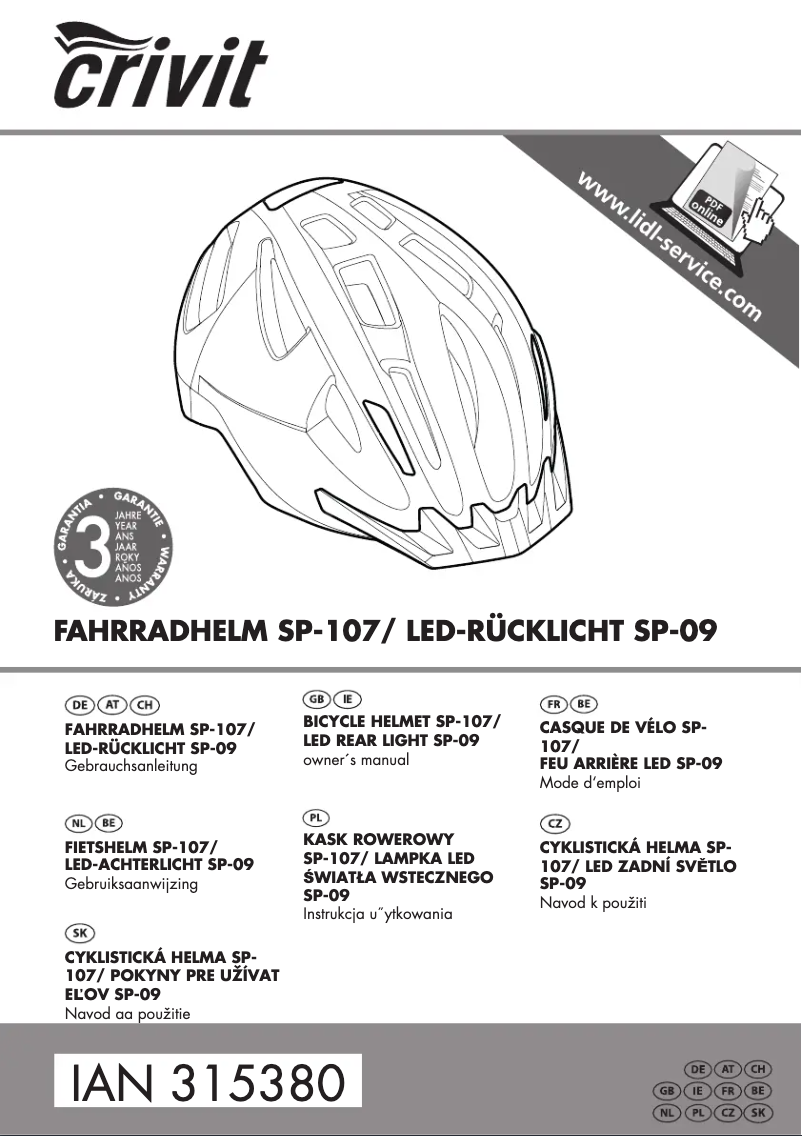 Page 1 de la notice Manuel utilisateur Crivit SP-91