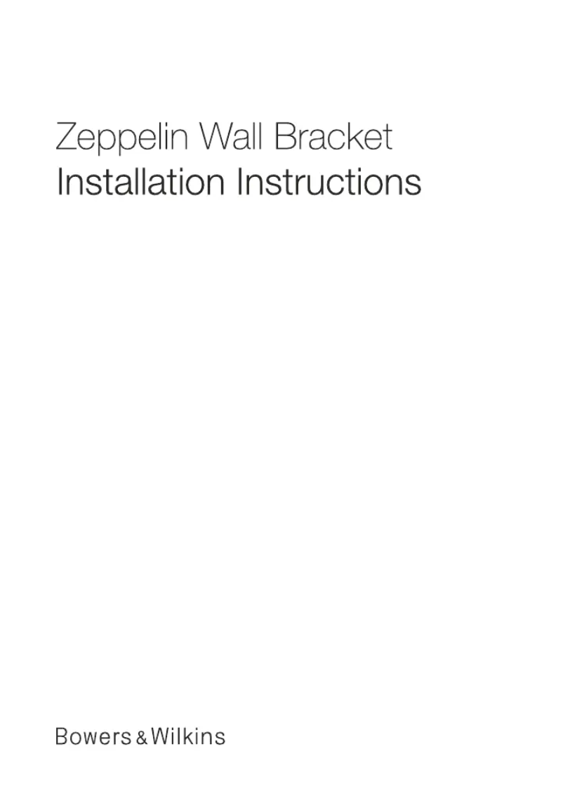 Page 1 de la notice Manuel utilisateur Bowers & Wilkins Zeppelin Wall Bracket
