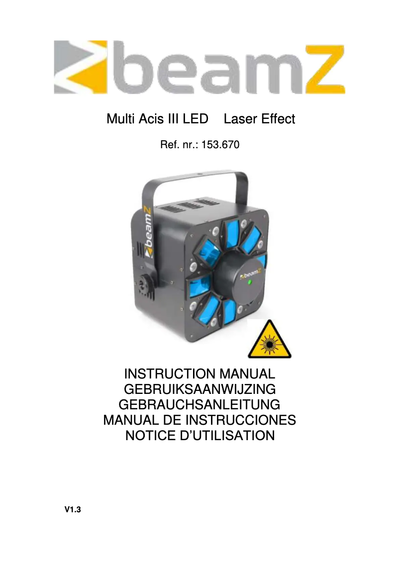 Page n°1 - Manuel utilisateur BeamZ Multi Acis III 153.670