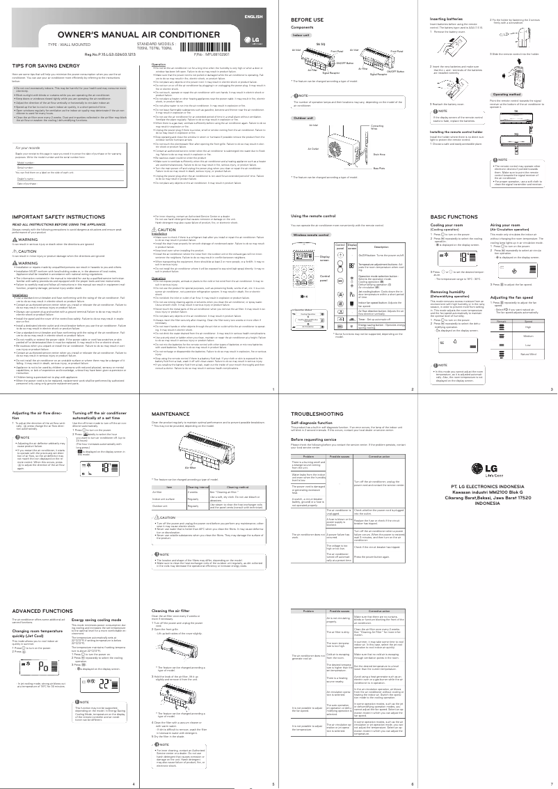 Página 1 del manual Manual de usuario LG T05NL