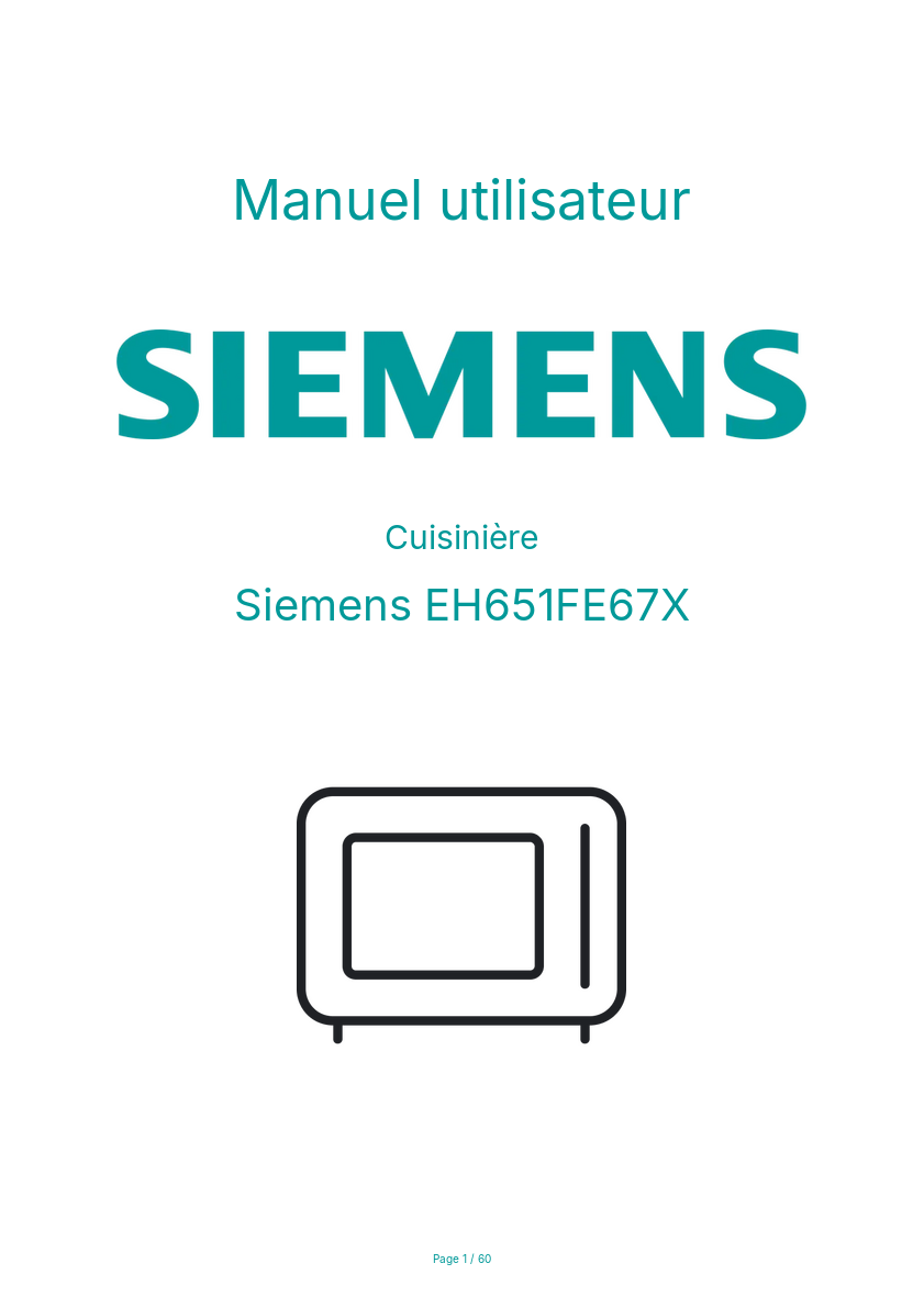 Page n°1 - Manuel utilisateur Siemens EH651FE67X