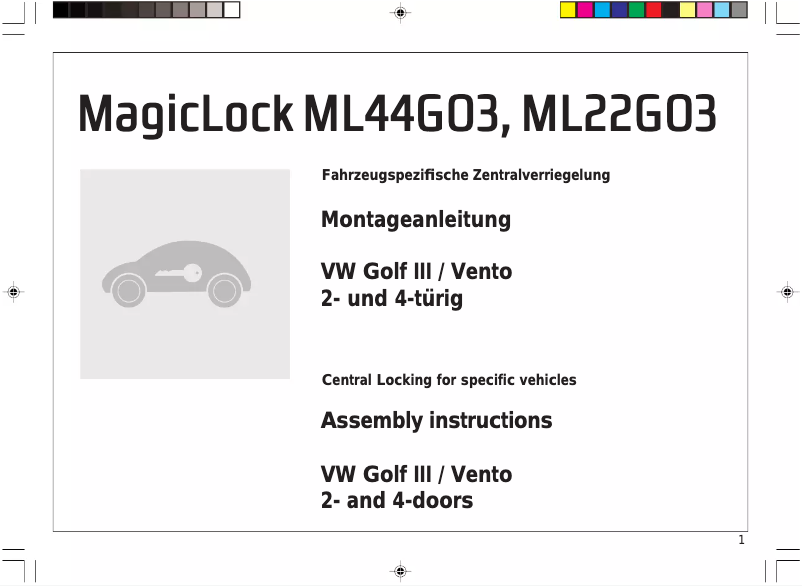 Image de la première page du manuel de l'appareil MagicLock ML22GO3