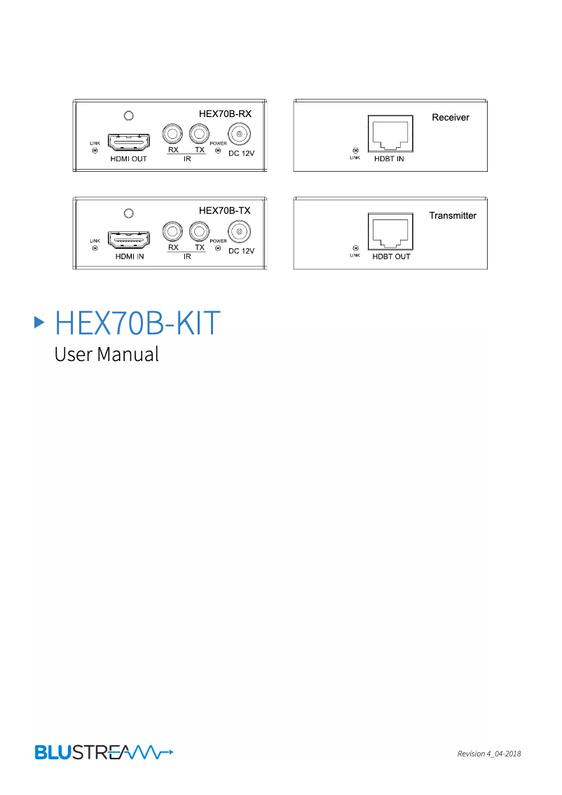 Page n°1 - Manuel utilisateur Blustream HEX70B-RX