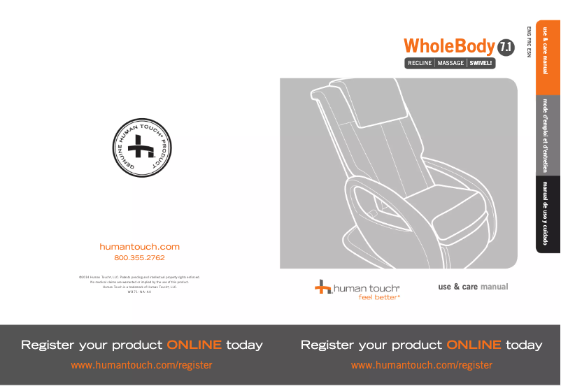 Page n°1 - Manuel utilisateur Human Touch WholeBody 7.1