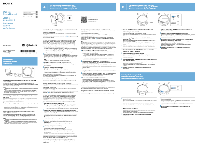 Page n°1 - Guide d'installation Sony MDR-ZX330BT