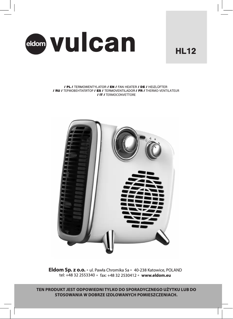 Image de la première page du manuel de l'appareil VULCAN HL12