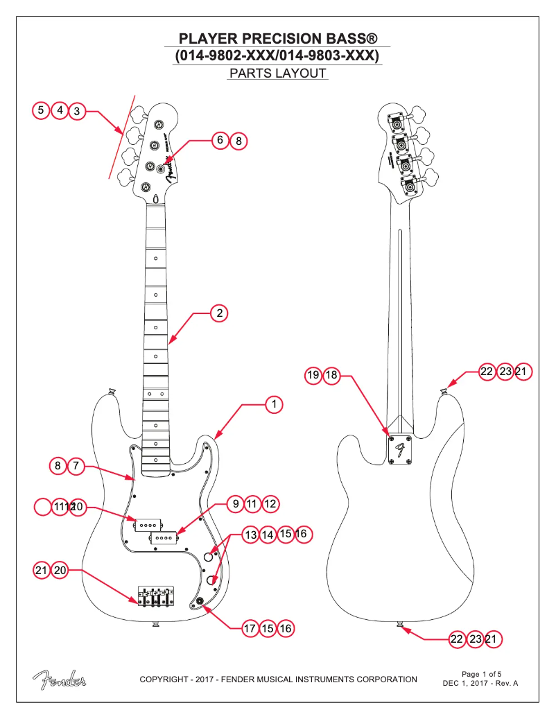 Page n°1 - Manuel utilisateur Fender Player Precision Bass