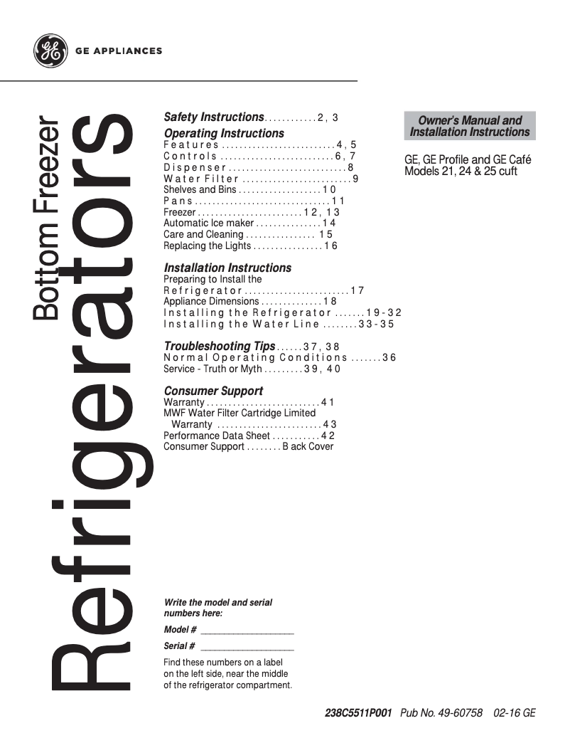 Image de la première page du manuel de l'appareil GFE24JGKBB