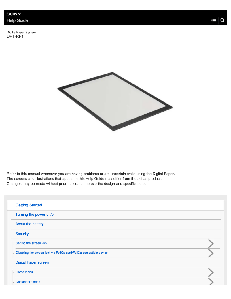 Image de la première page du manuel de l'appareil DPT-RP1
