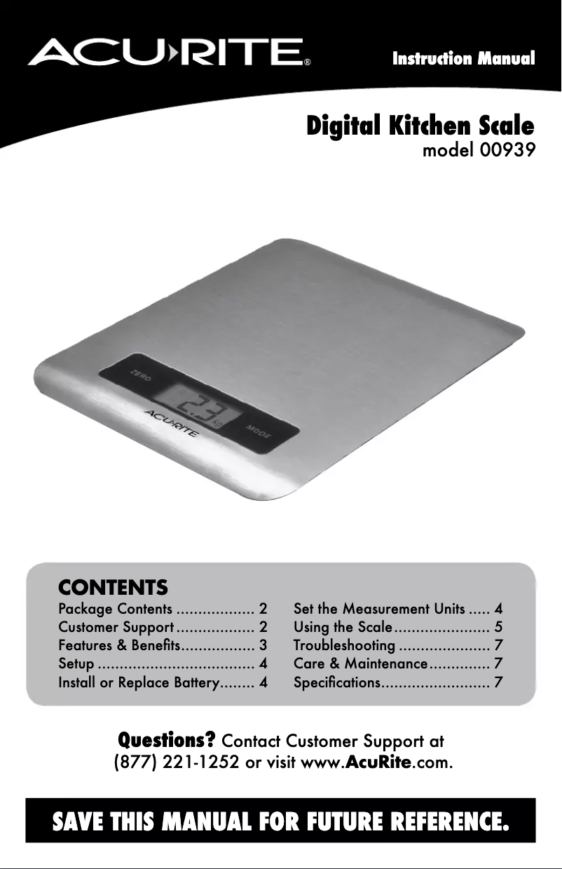 Page 1 de la notice Manuel utilisateur AcuRite 00939