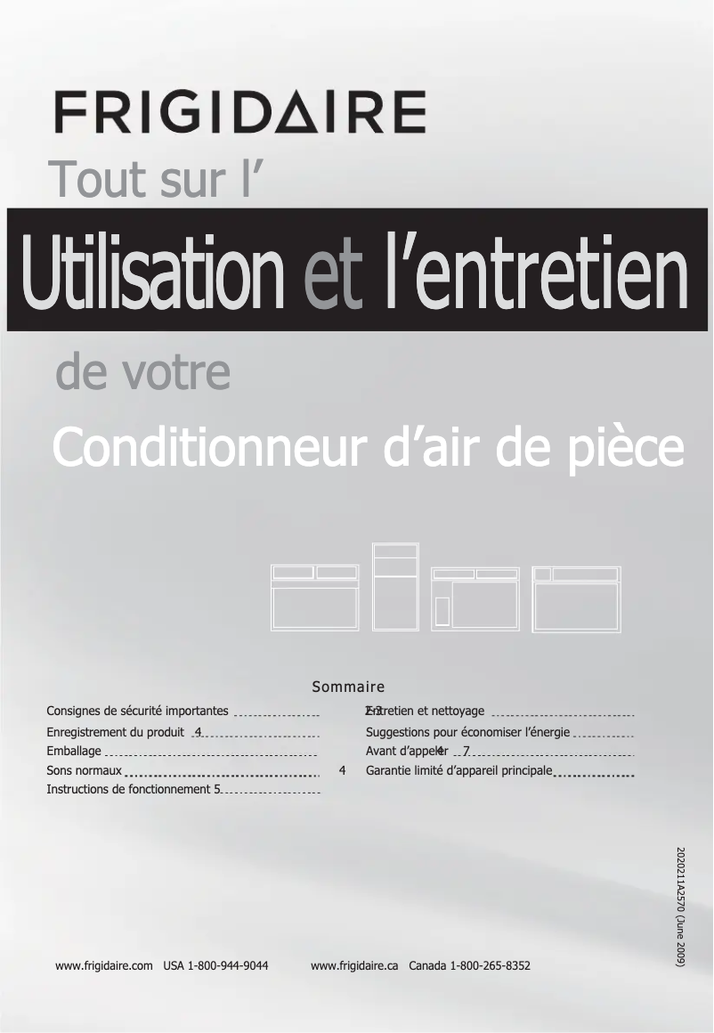 Page 1 de la notice Manuel utilisateur Frigidaire FFRA0511Q1