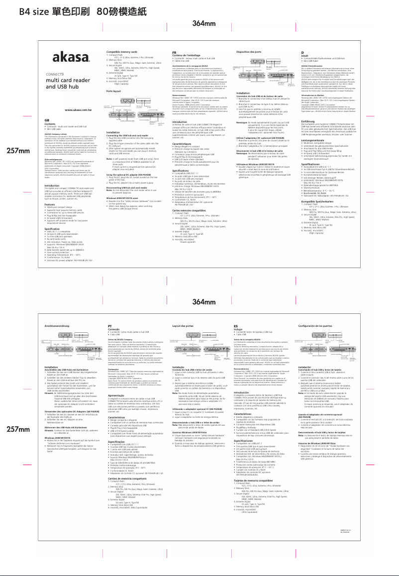 Page 1 de la notice Manuel utilisateur Akasa AK-HC02-BK