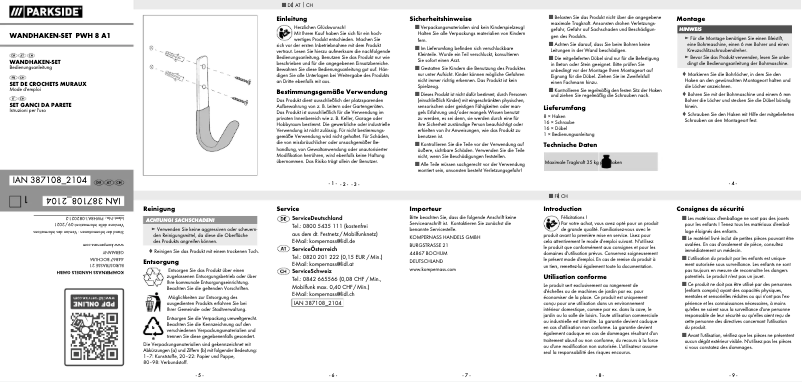 Imagen de la primera página del manual del dispositivo PWH 8 A1