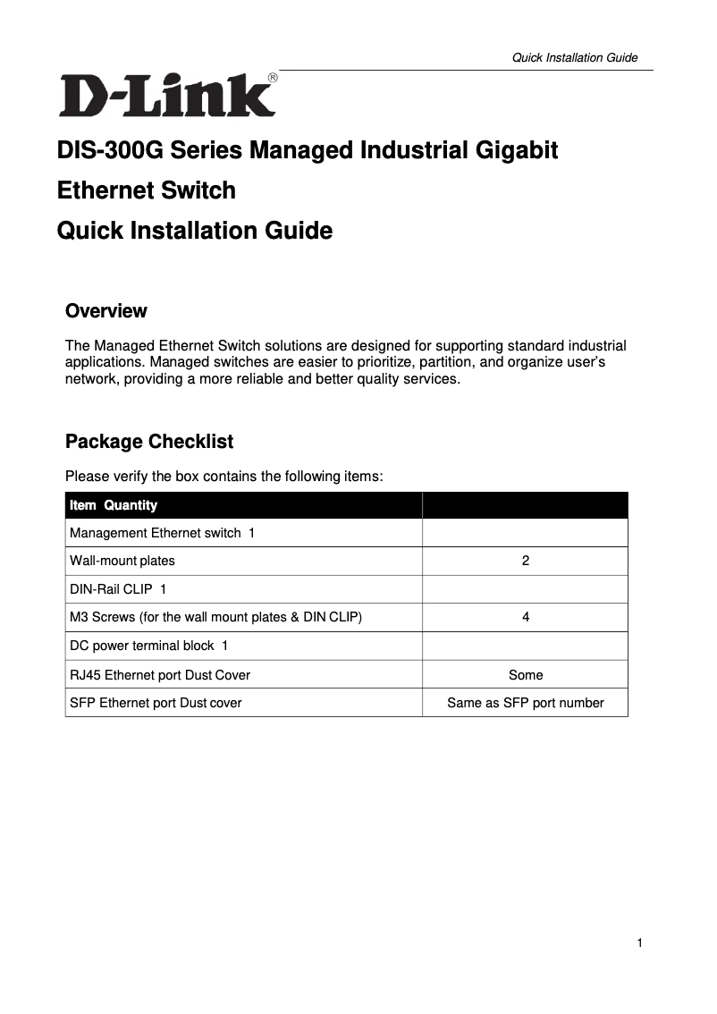 Página 1 del manual Guía de instalación D-Link DIS-300G-8PSW