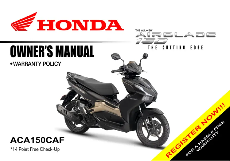 Page 1 de la notice Manuel utilisateur Honda Airblade 150 (2020)