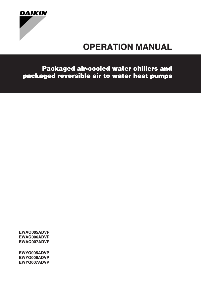 Image de la première page du manuel de l'appareil EWYQ006ADVP