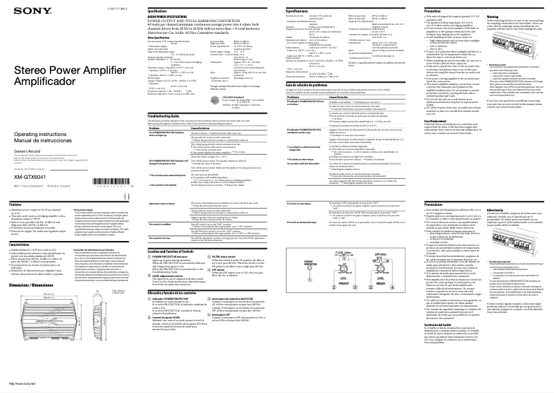 Page 1 de la notice Manuel utilisateur Sony XM-GTX6041