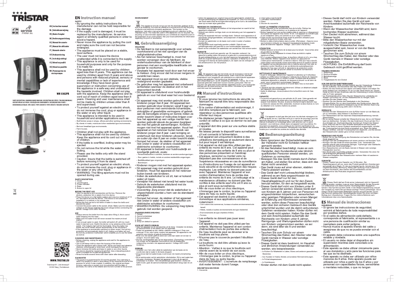 Page 1 de la notice Manuel utilisateur TriStar WK-3382PR