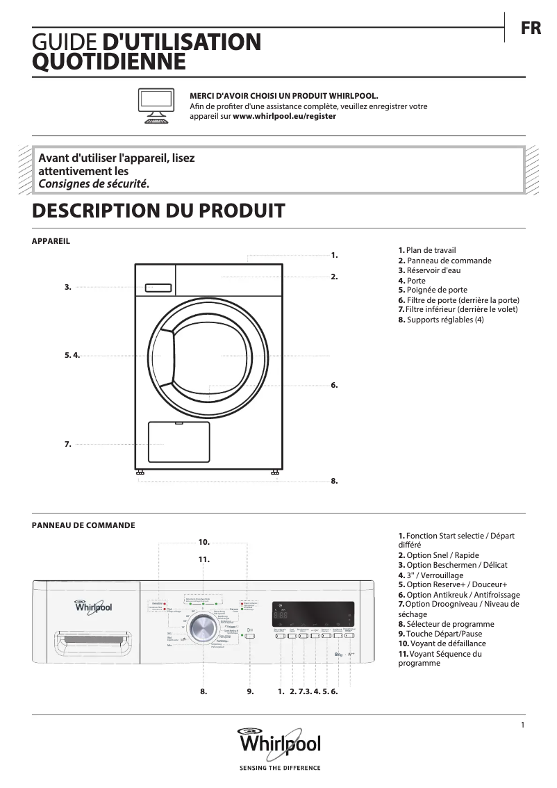 Page n°1 - Manuel utilisateur Whirlpool HDLX 70414