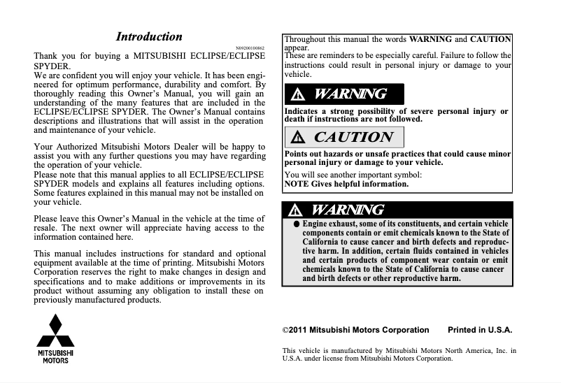 Image de la première page du manuel de l'appareil Eclipse (2012)