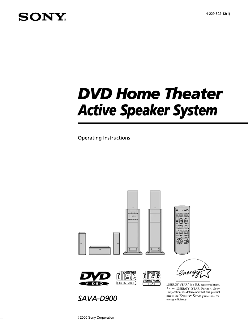 Page n°1 - Manuel utilisateur Sony SAVA-D900