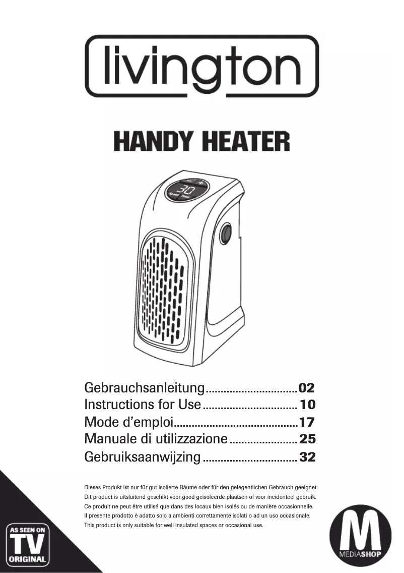 Page 1 de la notice Manuel utilisateur Livington Handy Heater
