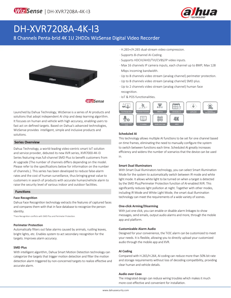 Image de la première page du manuel de l'appareil XVR7208A-4K-I3