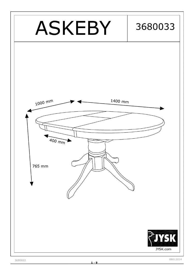 Página 1 del manual Manual de usuario JYSK Askeby (140x100x75)